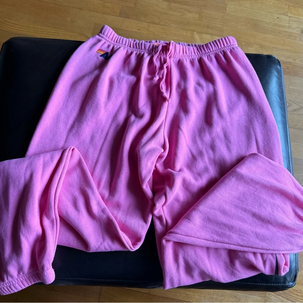 Aviator Nation Hot Pink sweat pants with Rainbow Logo - size large - Picture 5 of 8